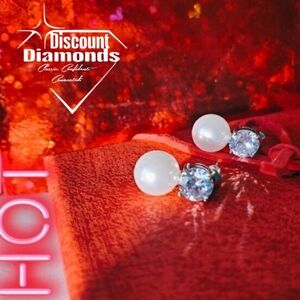 South Sea Shell Pearl White with White Baguette Diamond Drop Earrings